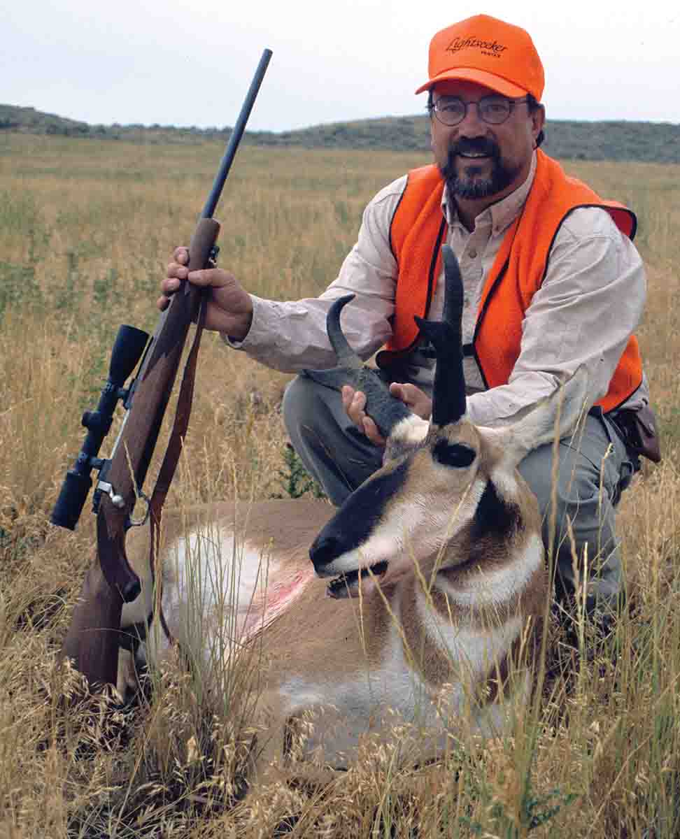 John started hunting with lead-free bullets in the 1990s. This Colorado pronghorn was shot at almost 400 yards with a Barnes 120-grain X-Bullet handloaded to 2,950 fps in a 6.5x55.